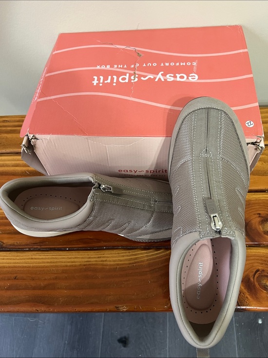 Easy Spirit Shoes - Easy Spirit Women's Slip-On Zipper Sneakers in Taupe Gray